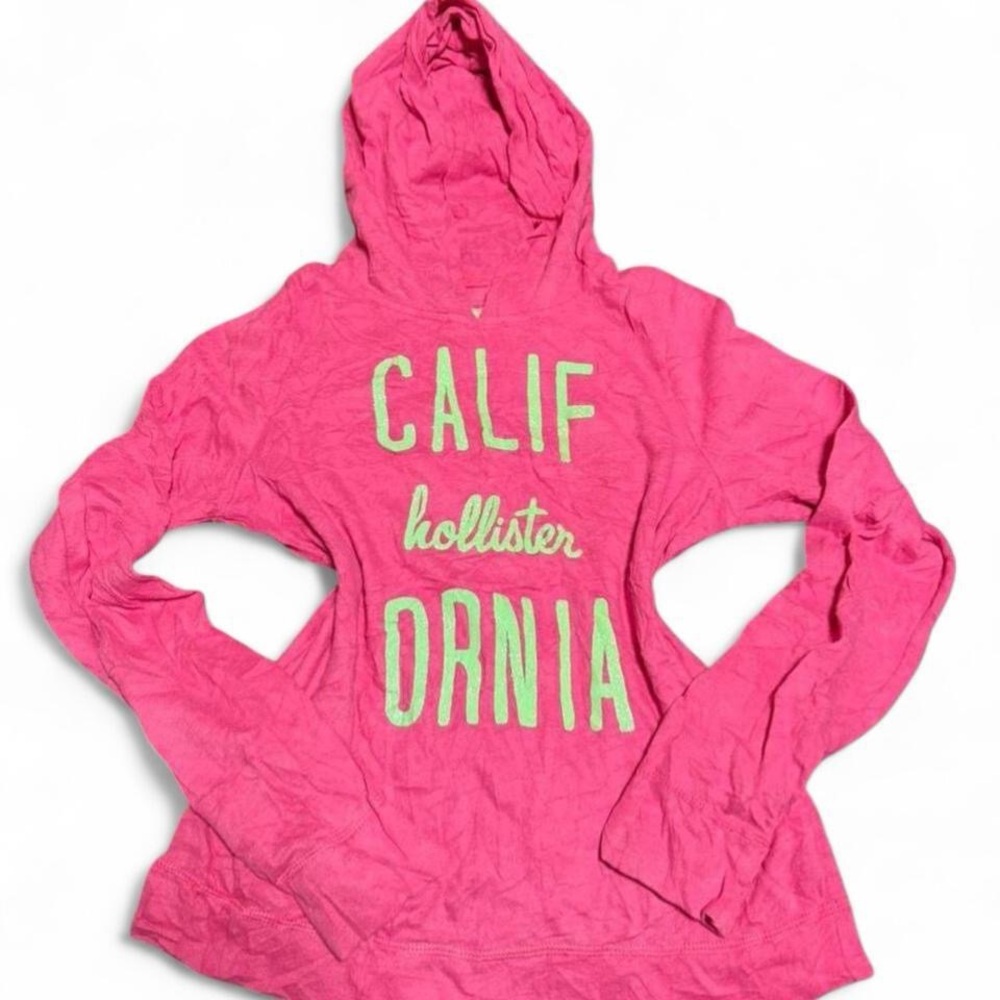Hollister Y2K Pink California Logo Hoodie Size L